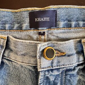 KHAITE Gold and Black Button Blue Jeans